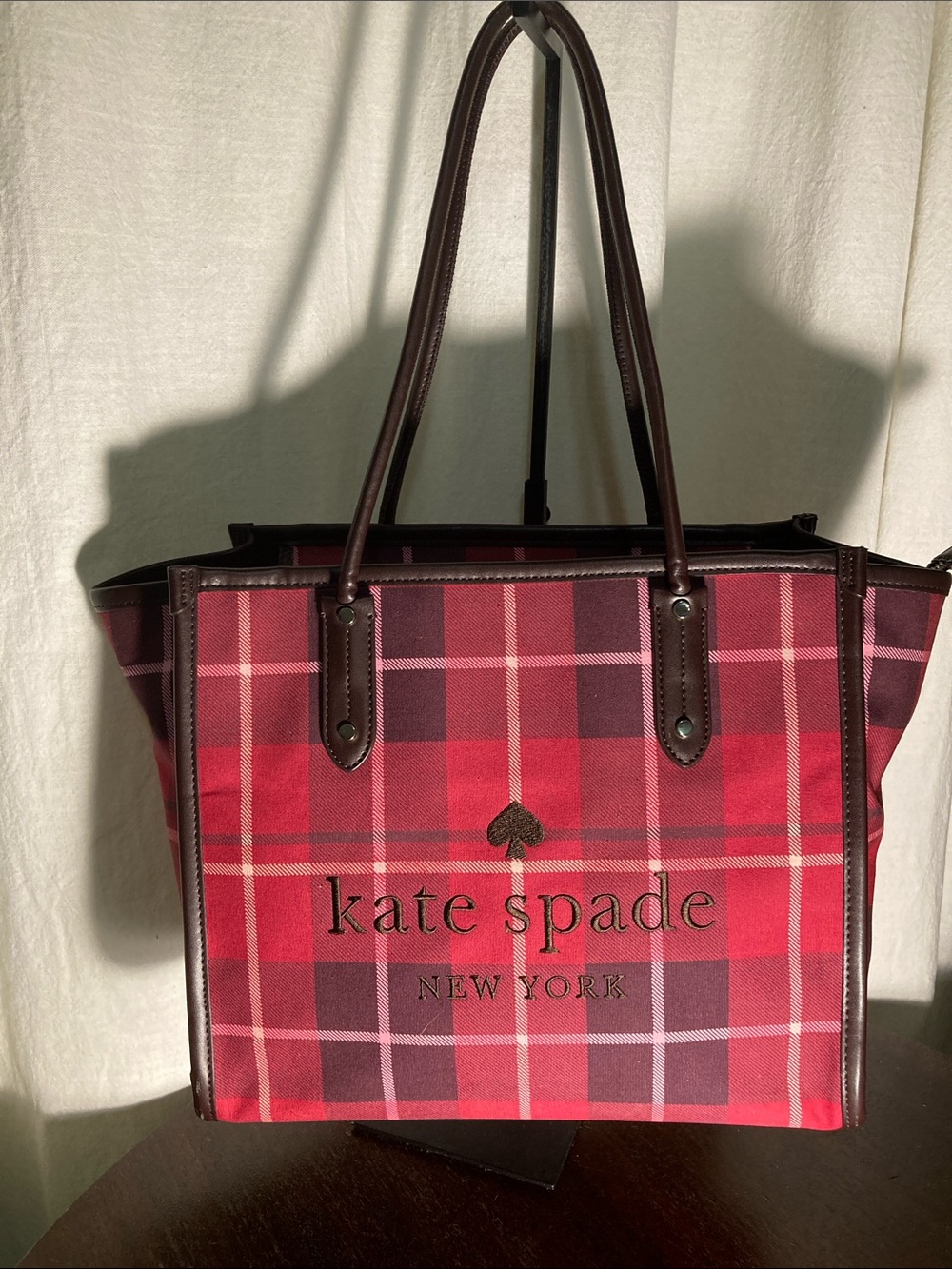kate spade NY Ella  Red and Burgundy Plaid Tote